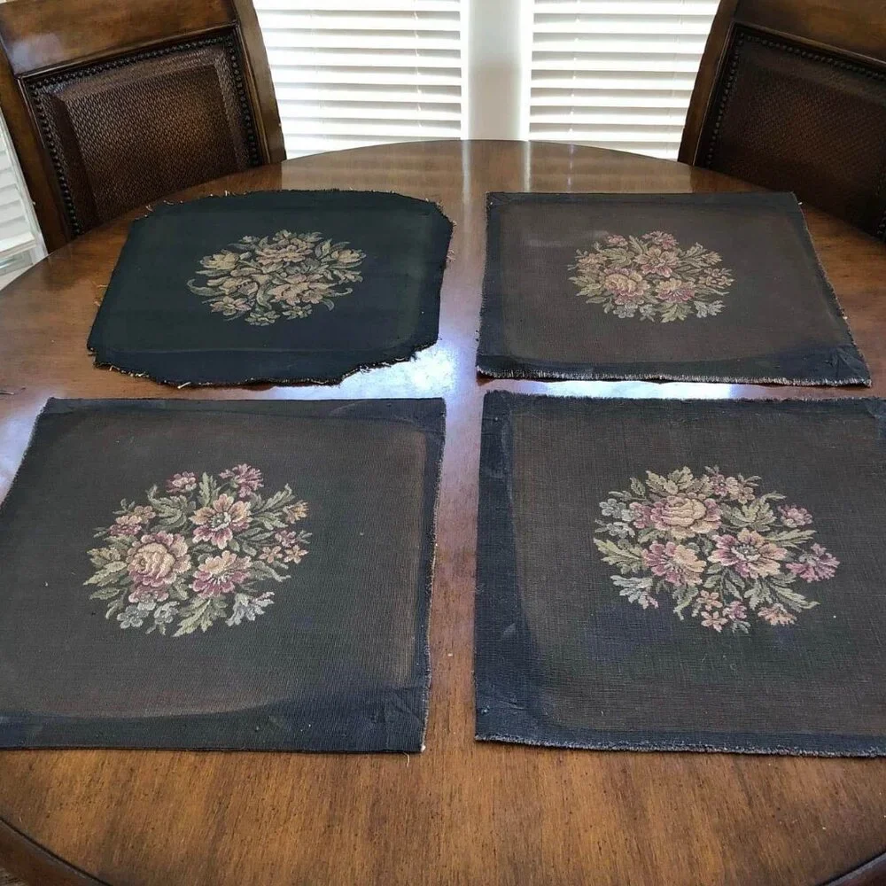 Vintage 18” x 18” floral tapestry chair seat cover